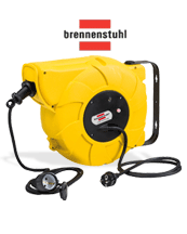 Kabeltrommel mit automatischer Aufwicklung. Brennenstuhl Wandkabeltrommel IP44